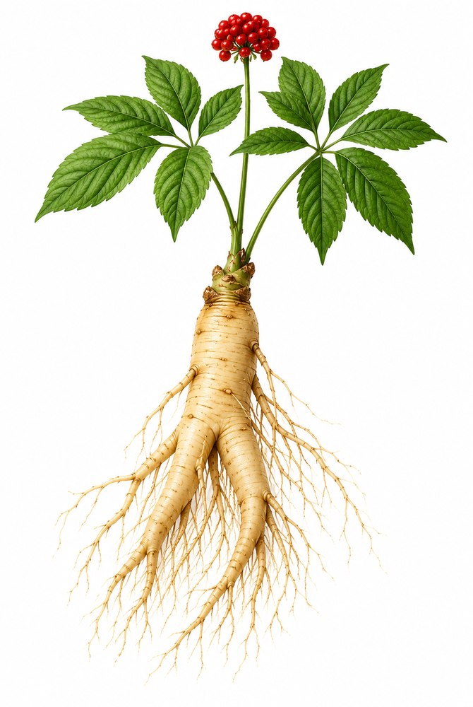 인삼(Panax ginseng) 식물 세밀화